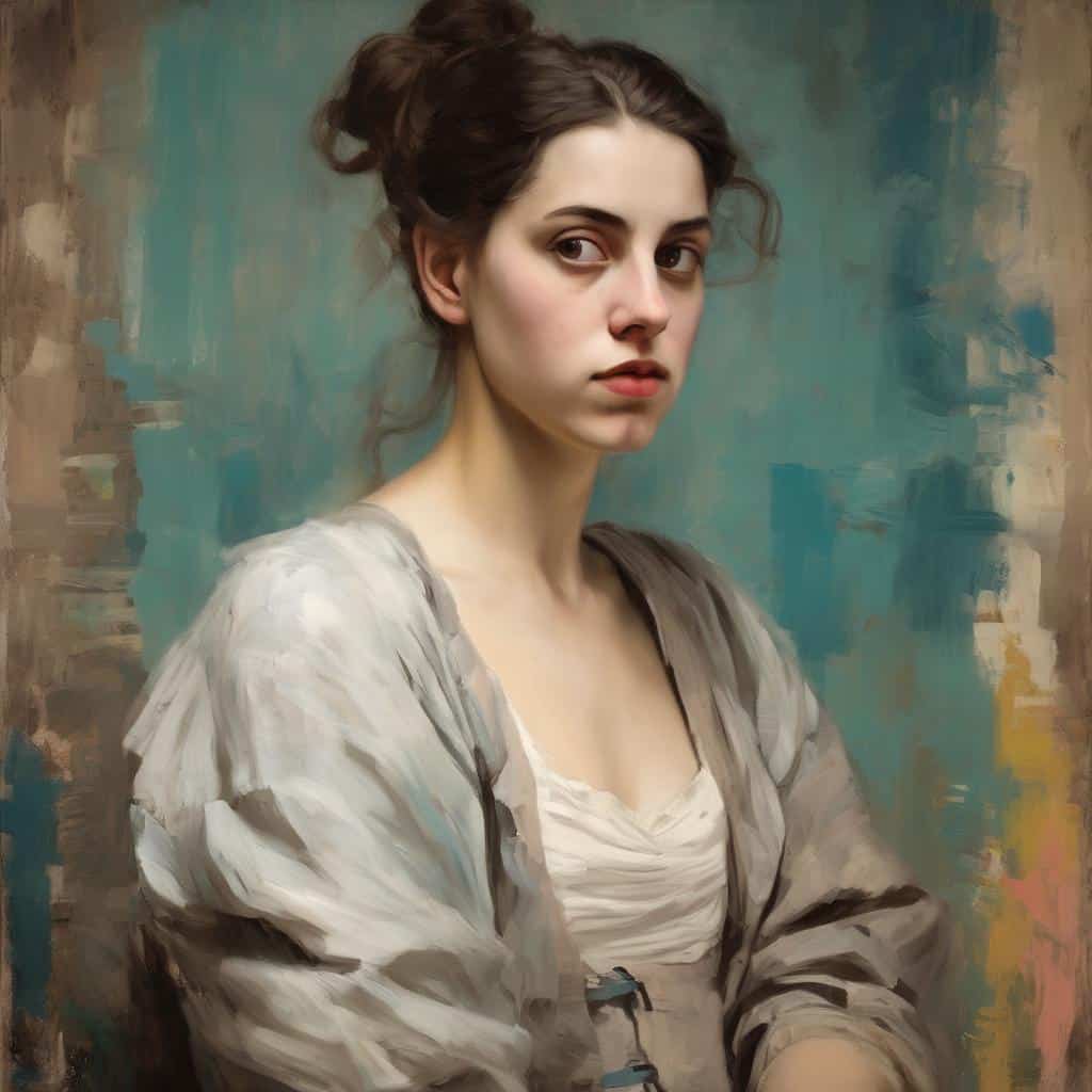 Αγγελόπουλος και έργα που άλλαξαν την τέχνη, πορτρέτο σύγχρονης γυναίκας σε ζωγραφική εικονογράφηση.